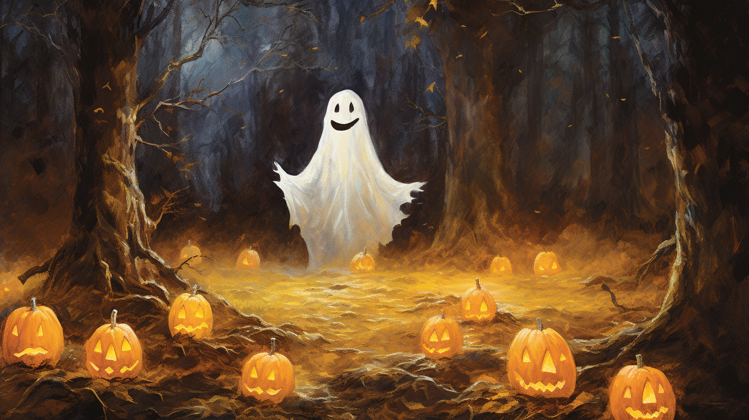 Enchanted Halloween Ghost Painting Scene