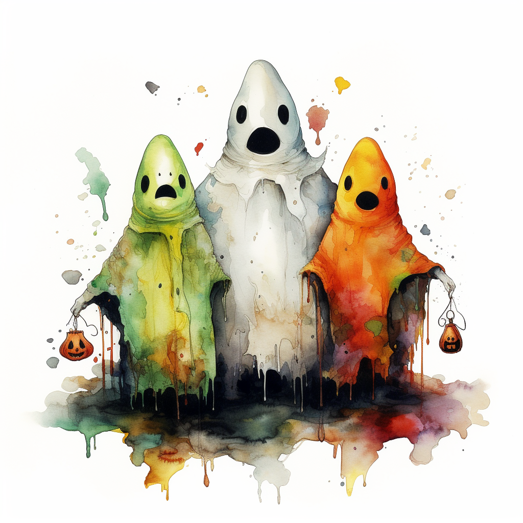 Cute Halloween ghosts on white background