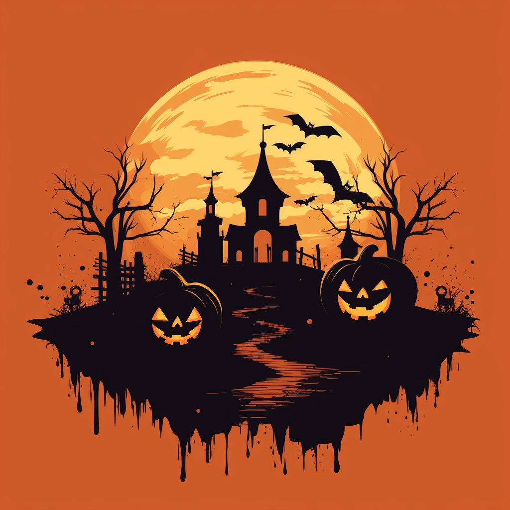 Minimal Halloween Illustration on Orange Background