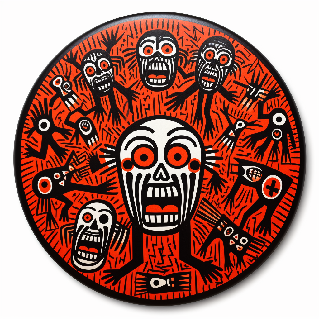 Halloween Keith Haring-style round image