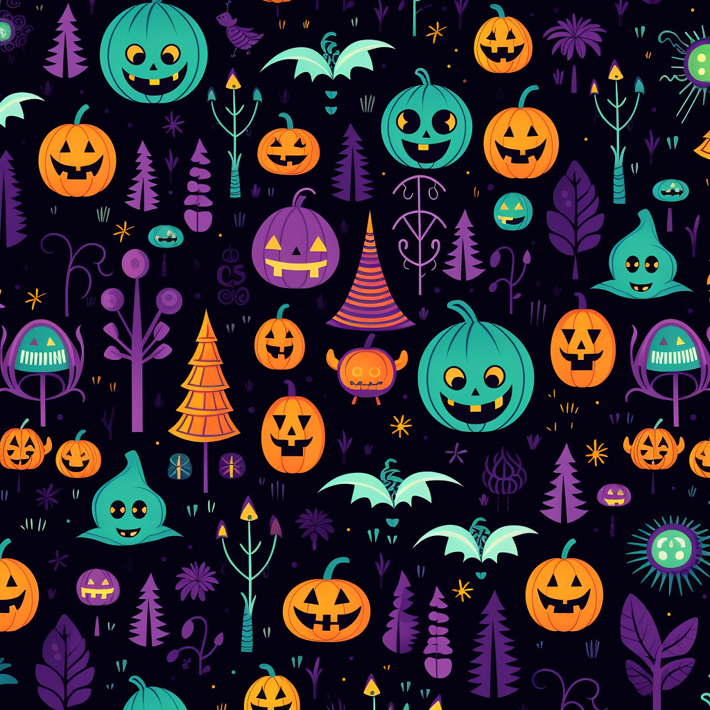 Colorful Halloween Fabric Pattern