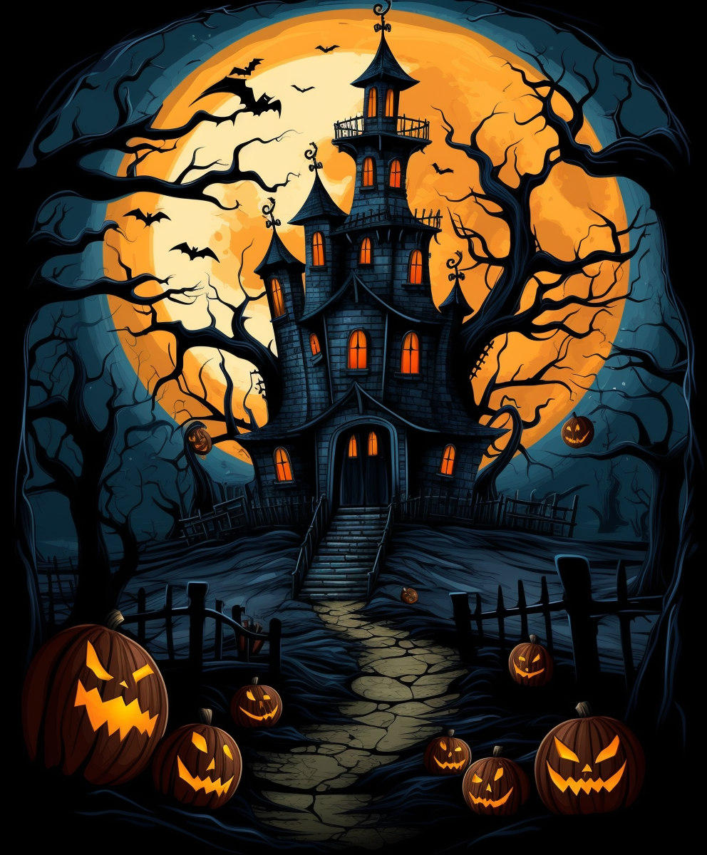 Halloween poster in Tim Burton style