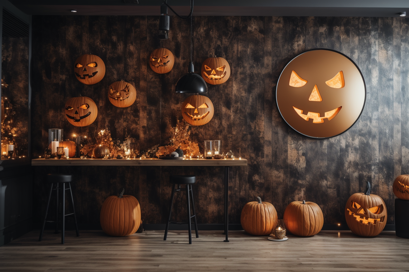 Halloween pumpkin décor mockup reflection