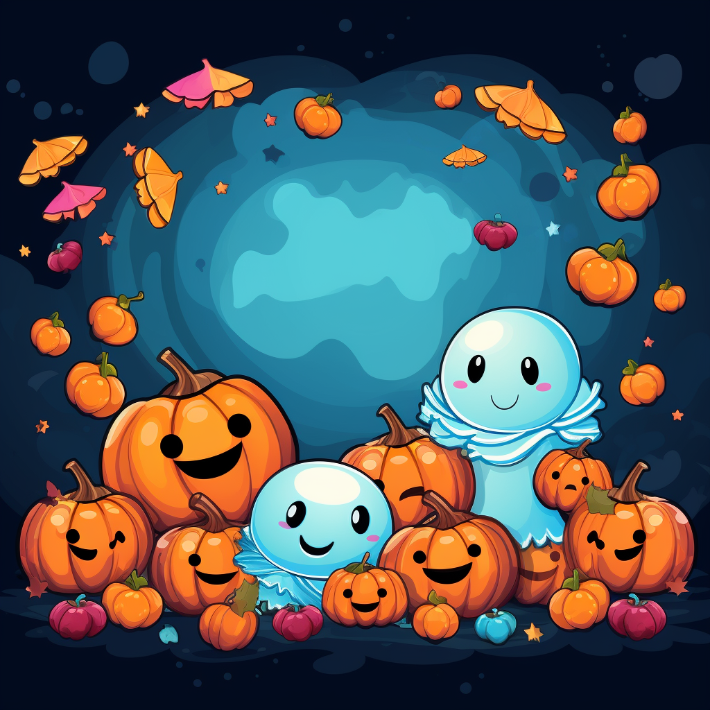 Cute Halloween pumpkins and candy