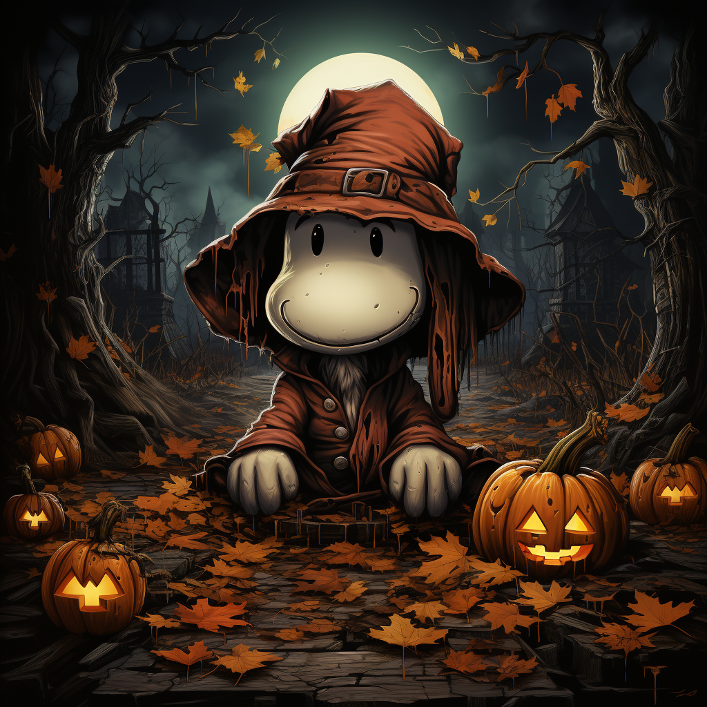 Halloween Snoopy Woodstock in Cartoon Style