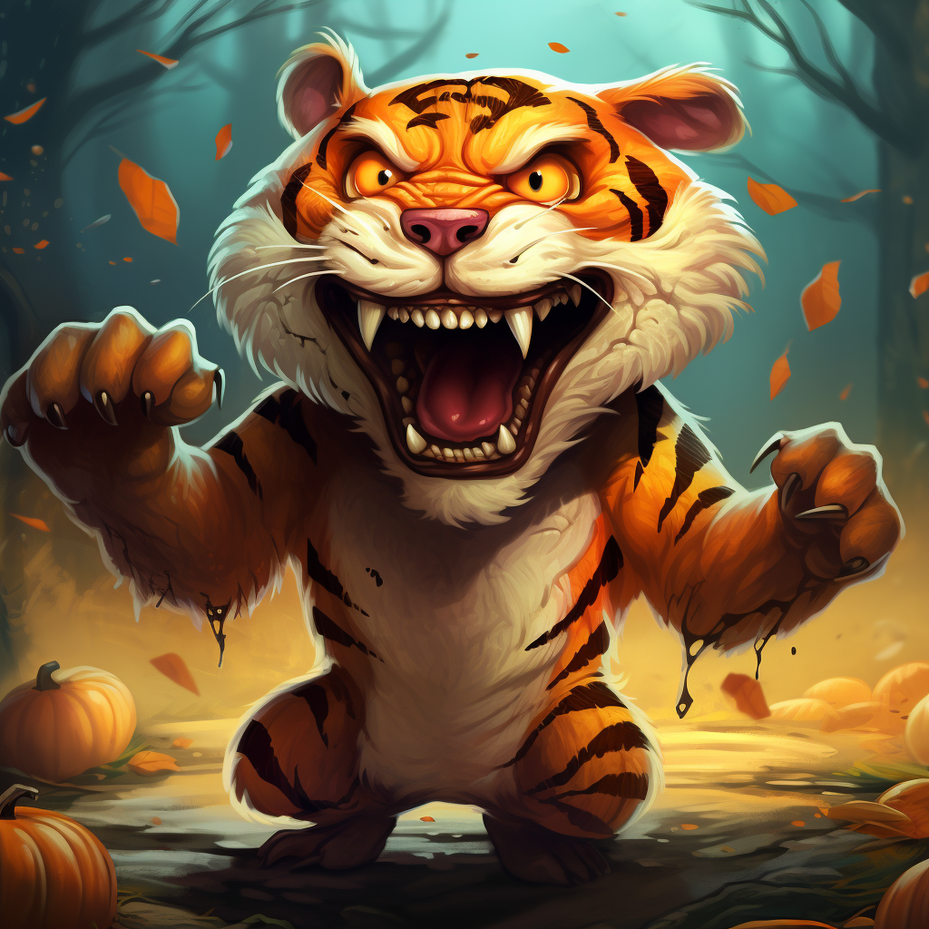 Cute Halloween tiger cartoon illustration