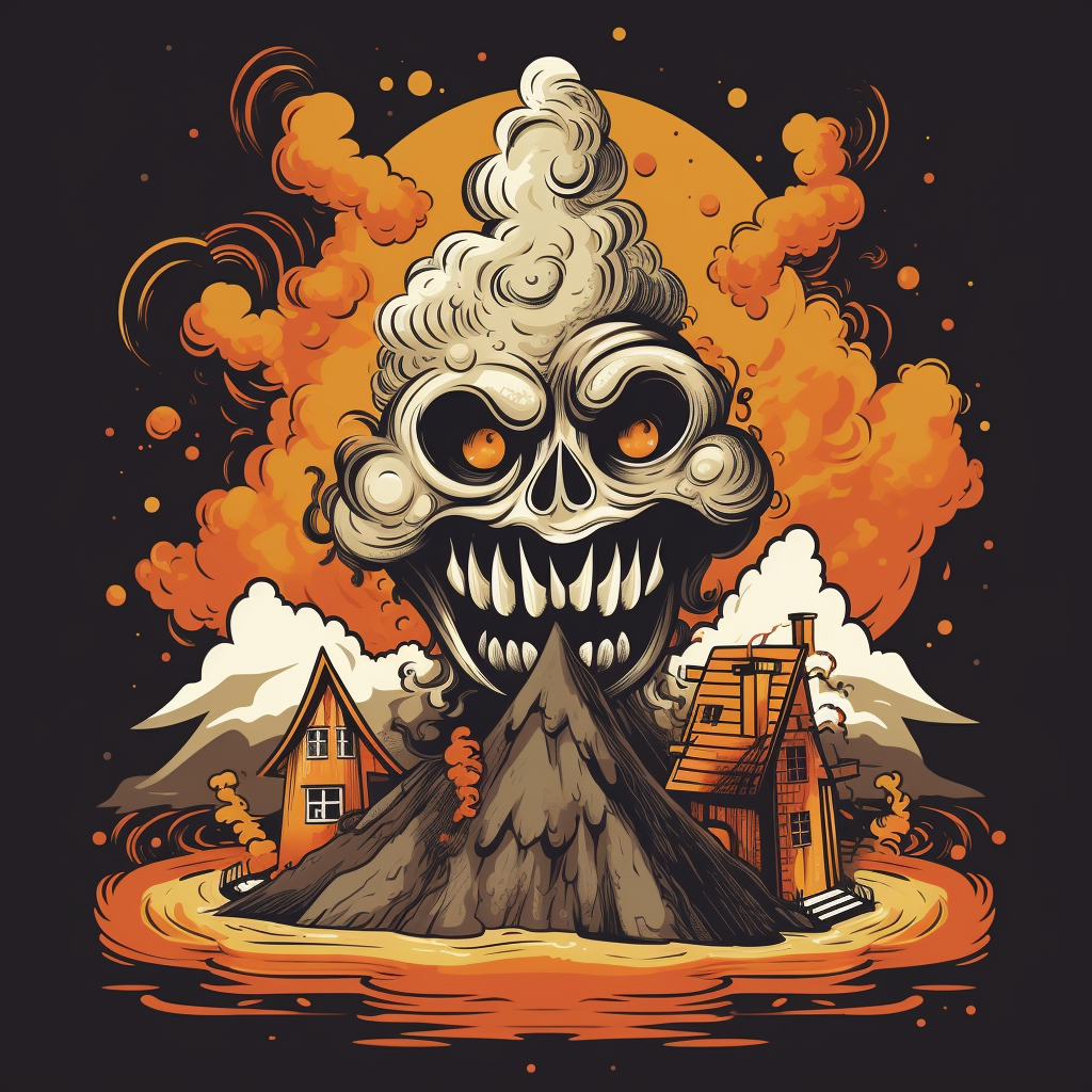 Playful Halloween-themed volcano graphic