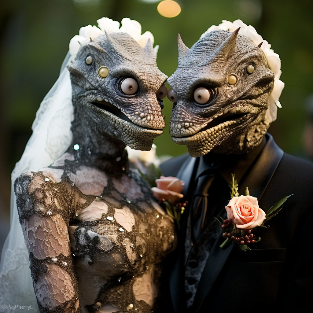 Unique Halloween-inspired reptilian wedding decorations