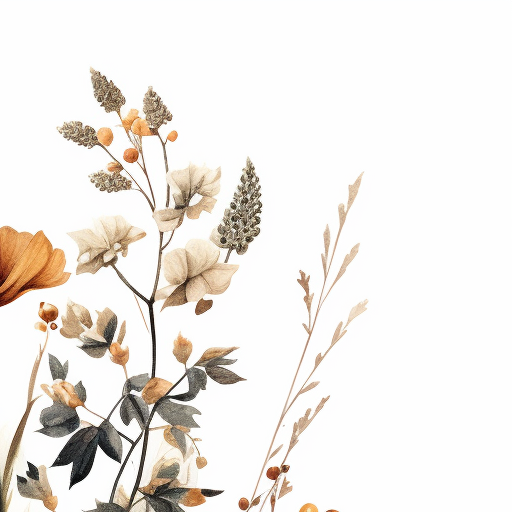 Halloween wildflowers botanical illustration