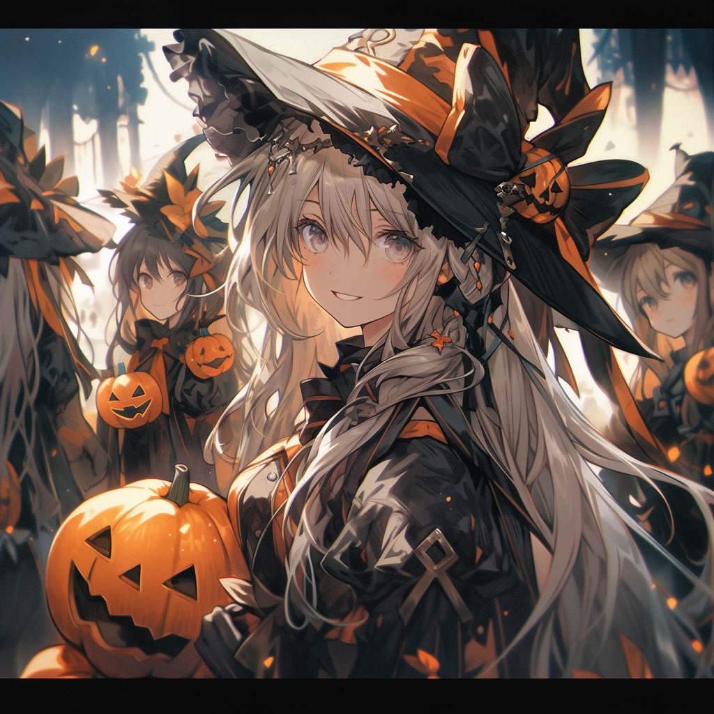 Halloween witches and ghosts artwork