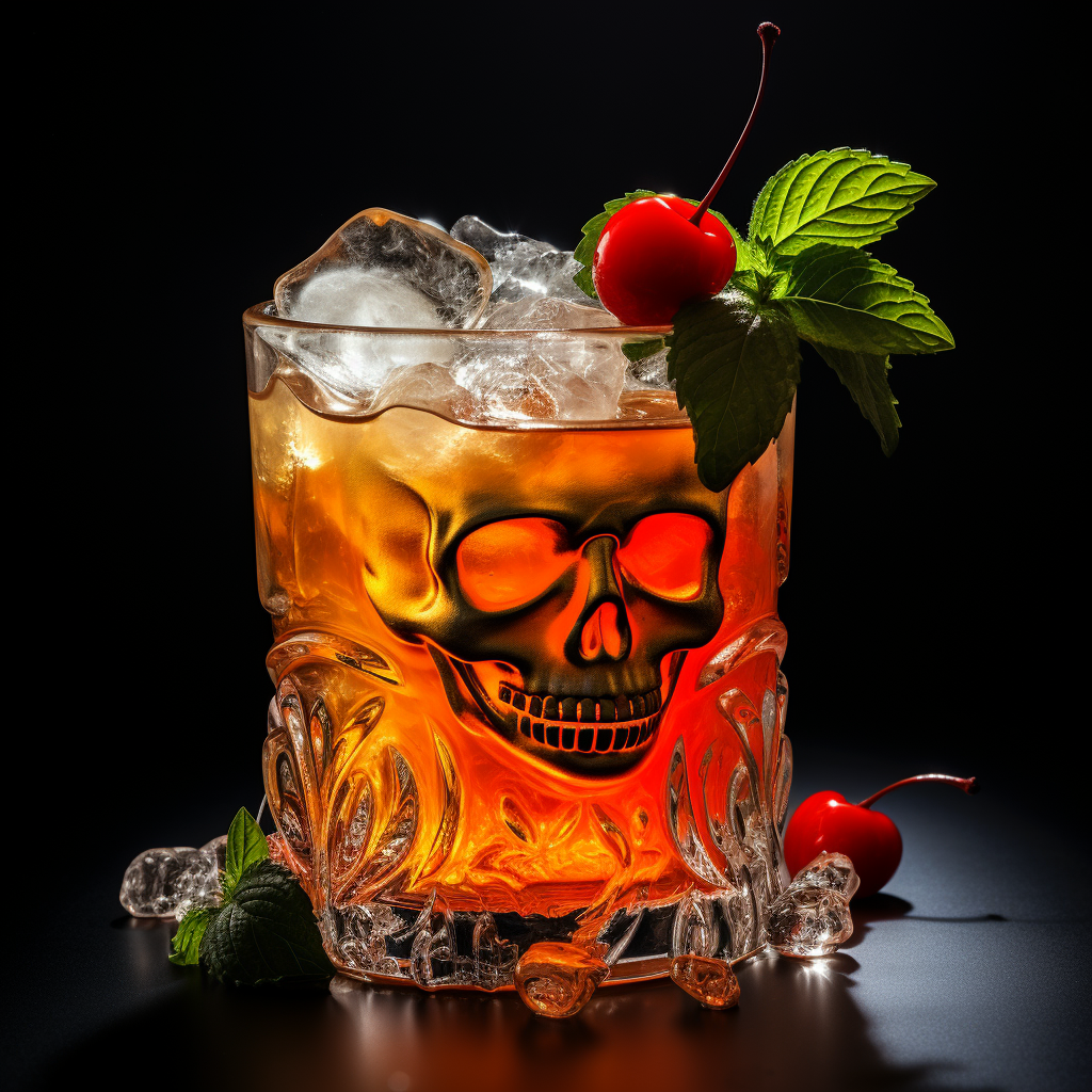 Vibrant Halloween Zombie Cocktail in Skull Glass