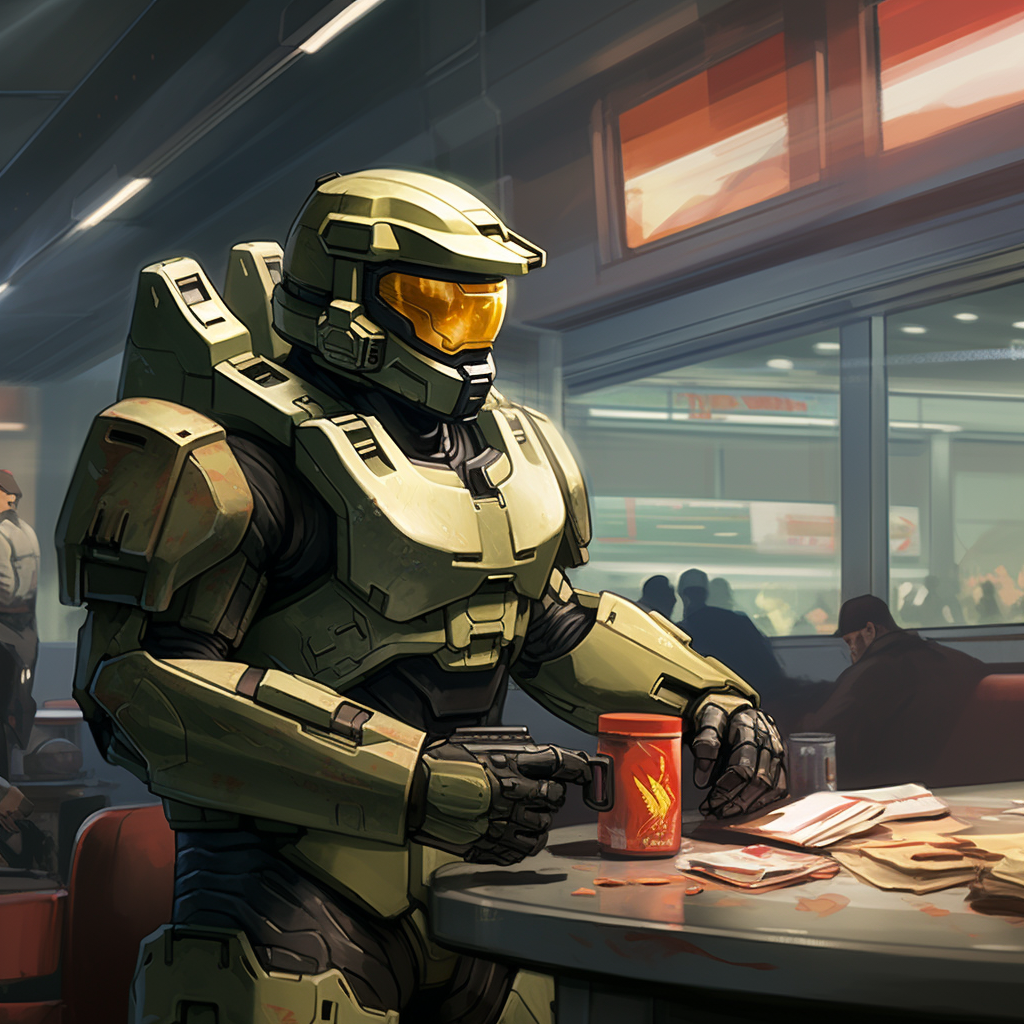 Master Chief enjoying McDonalds meal