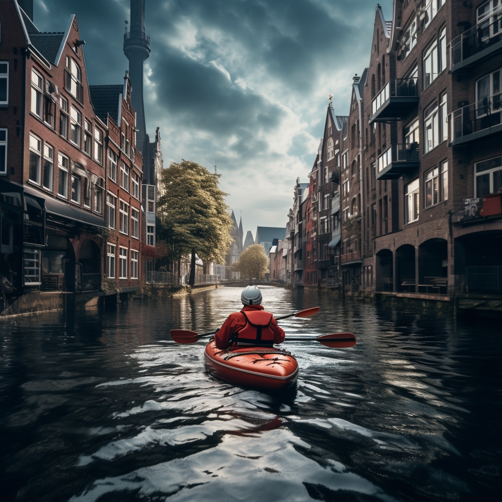 Hamburgalur kayaking down a river