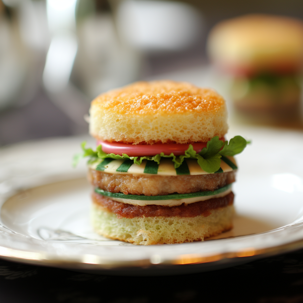 Mouth-watering hamburger on white plate