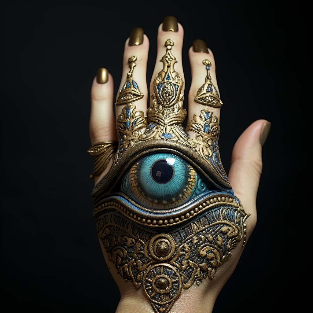 Hamsa eye hand protection symbol