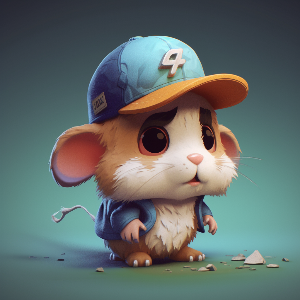 Adorable hamster kid wearing a baseball cap