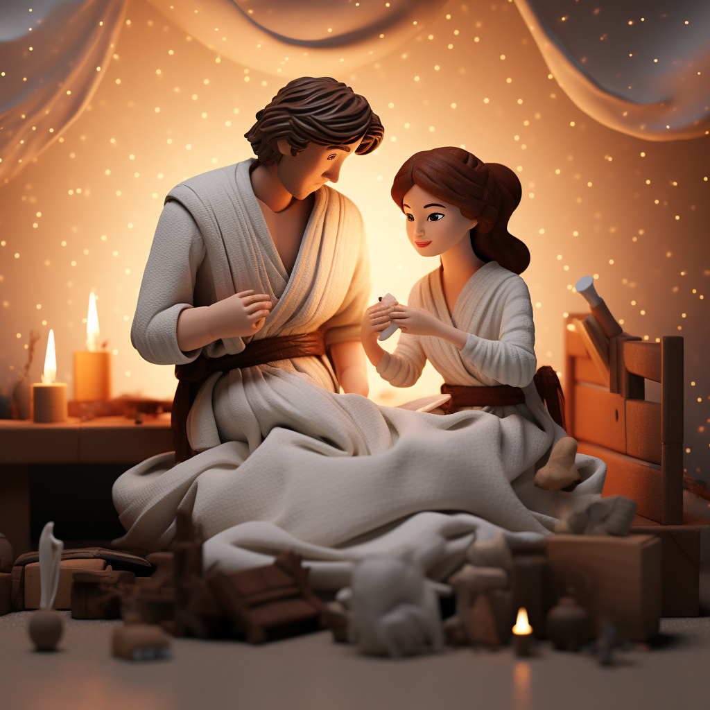 Han Solo and Princess Leia as a Nativity Scene