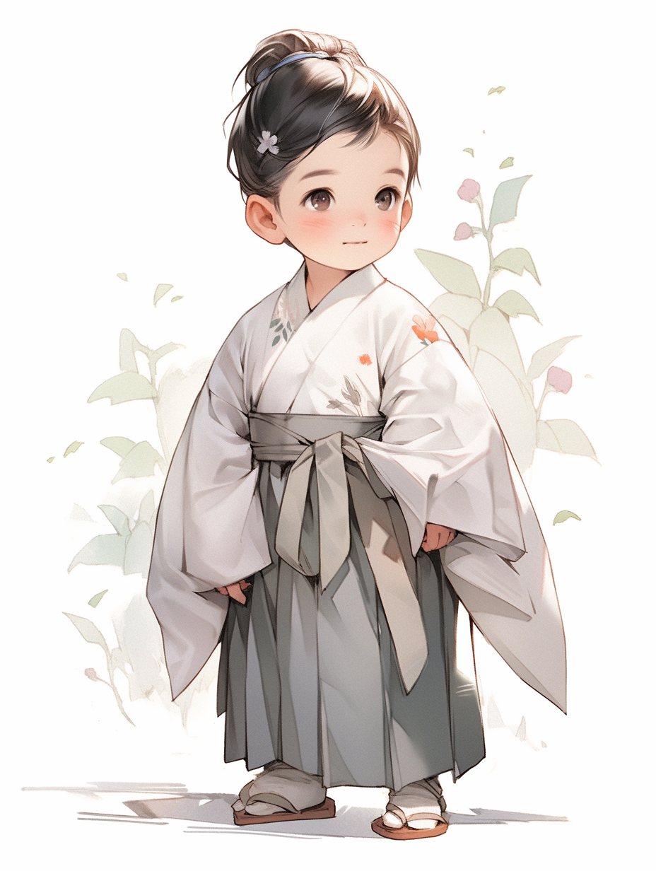 Smiling boy wearing traditional Hanbok