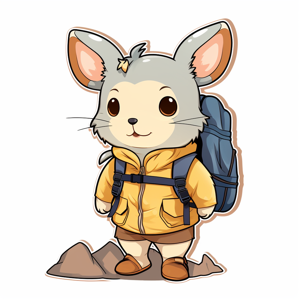 Cute American pika in hiker outfit