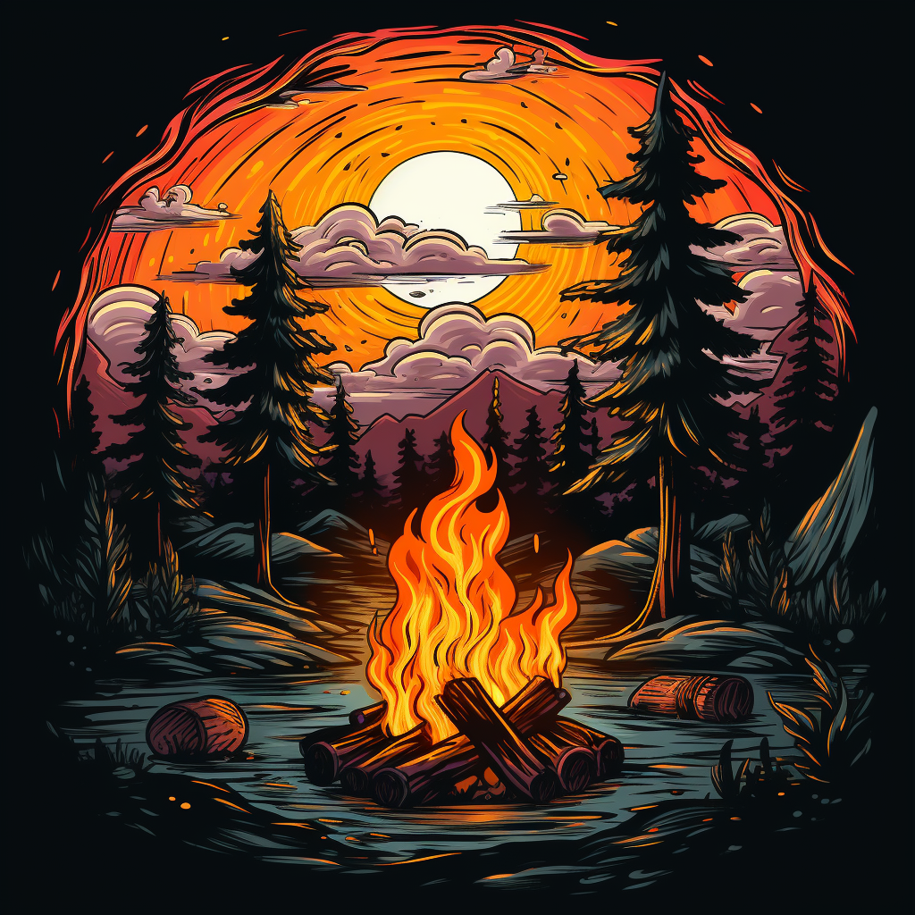 Hand-drawn campfire illustration