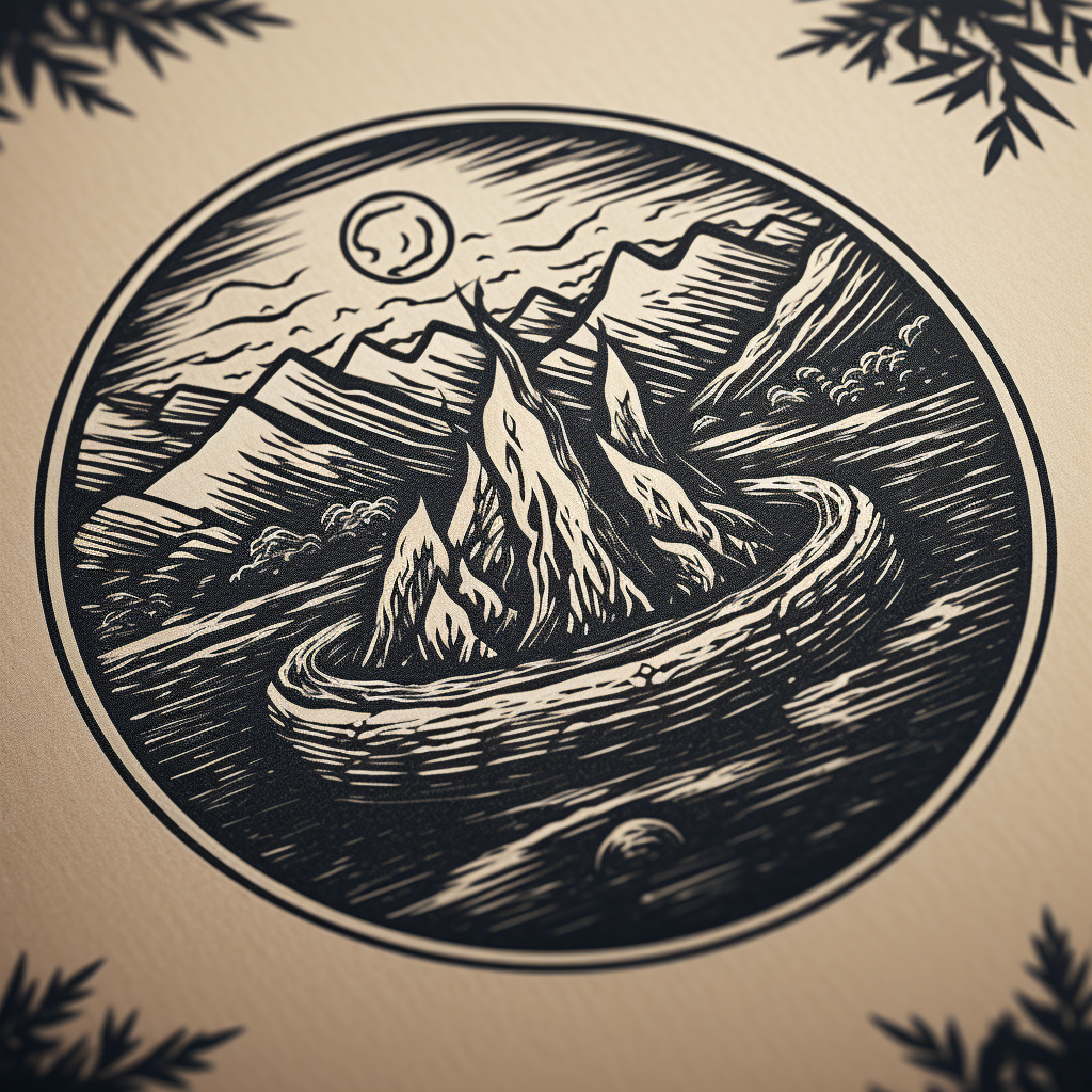 Hand-drawn campfire logo design