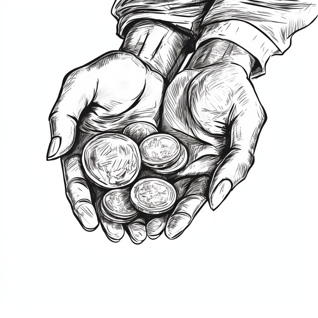 Hand-drawn sketch of coins