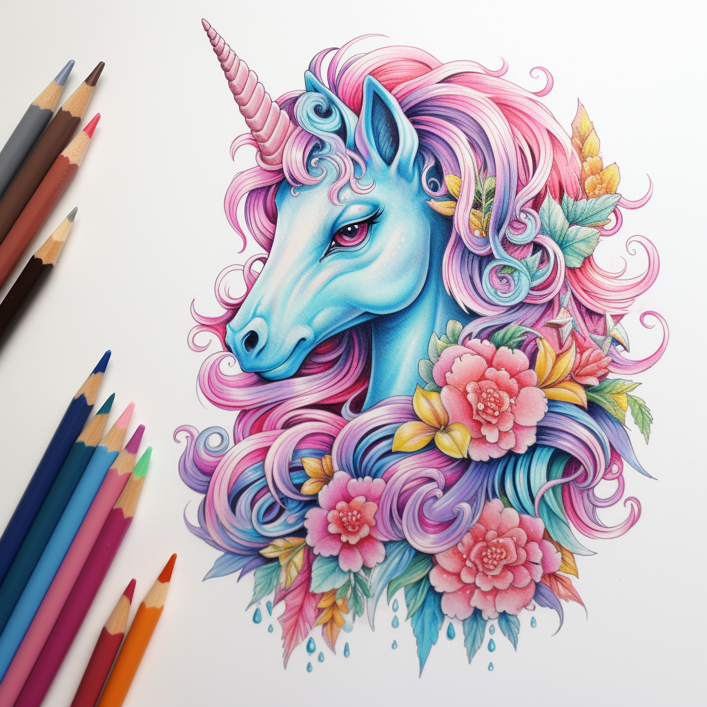 Cute Hand Drawn Unicorn by Girl