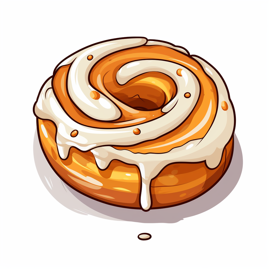 Hand-drawn honey bun cartoon on white background