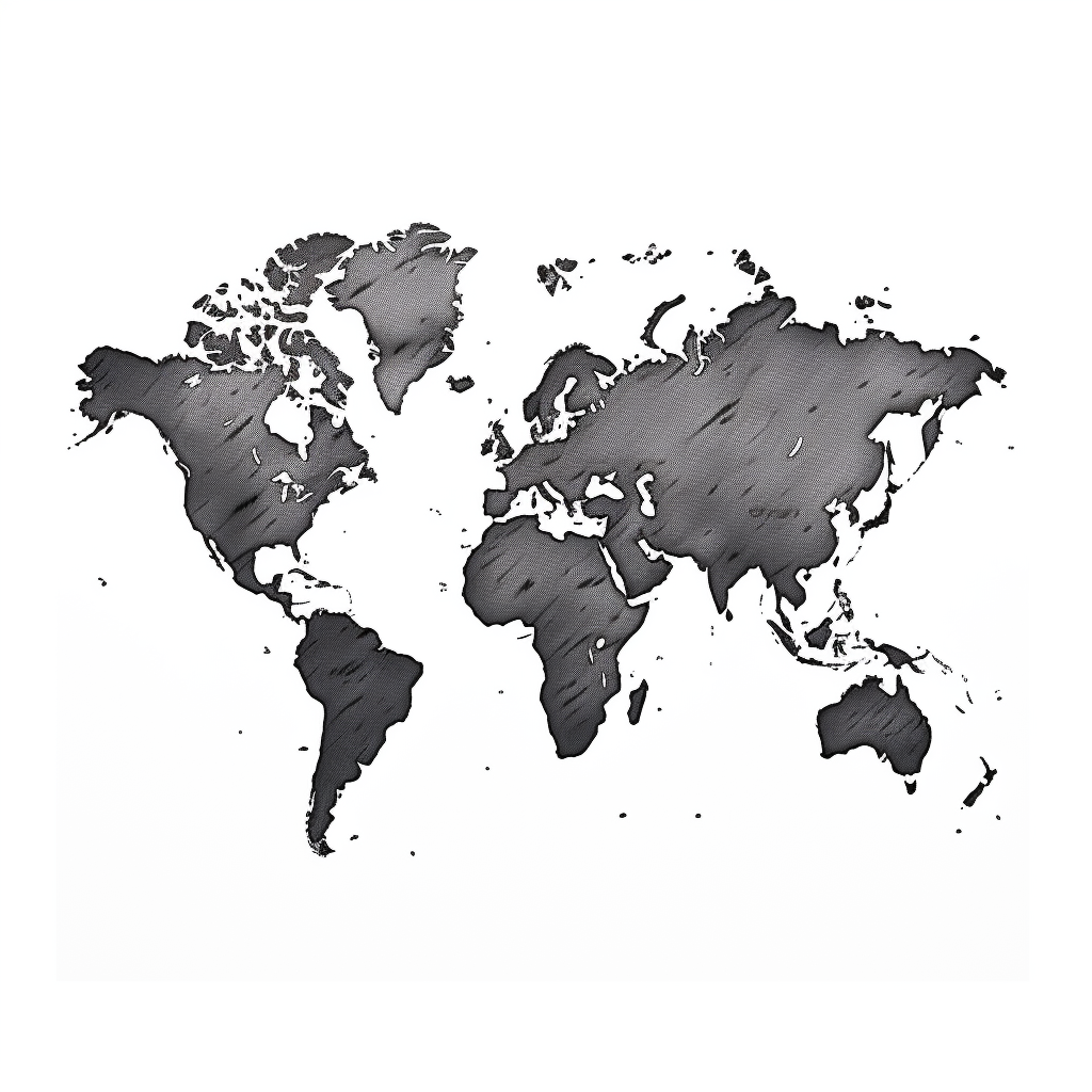 Detailed hand-drawn world map illustration