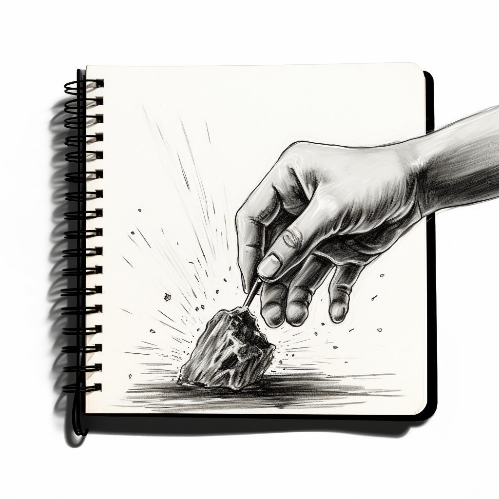 Sketch of a hand dropping small object