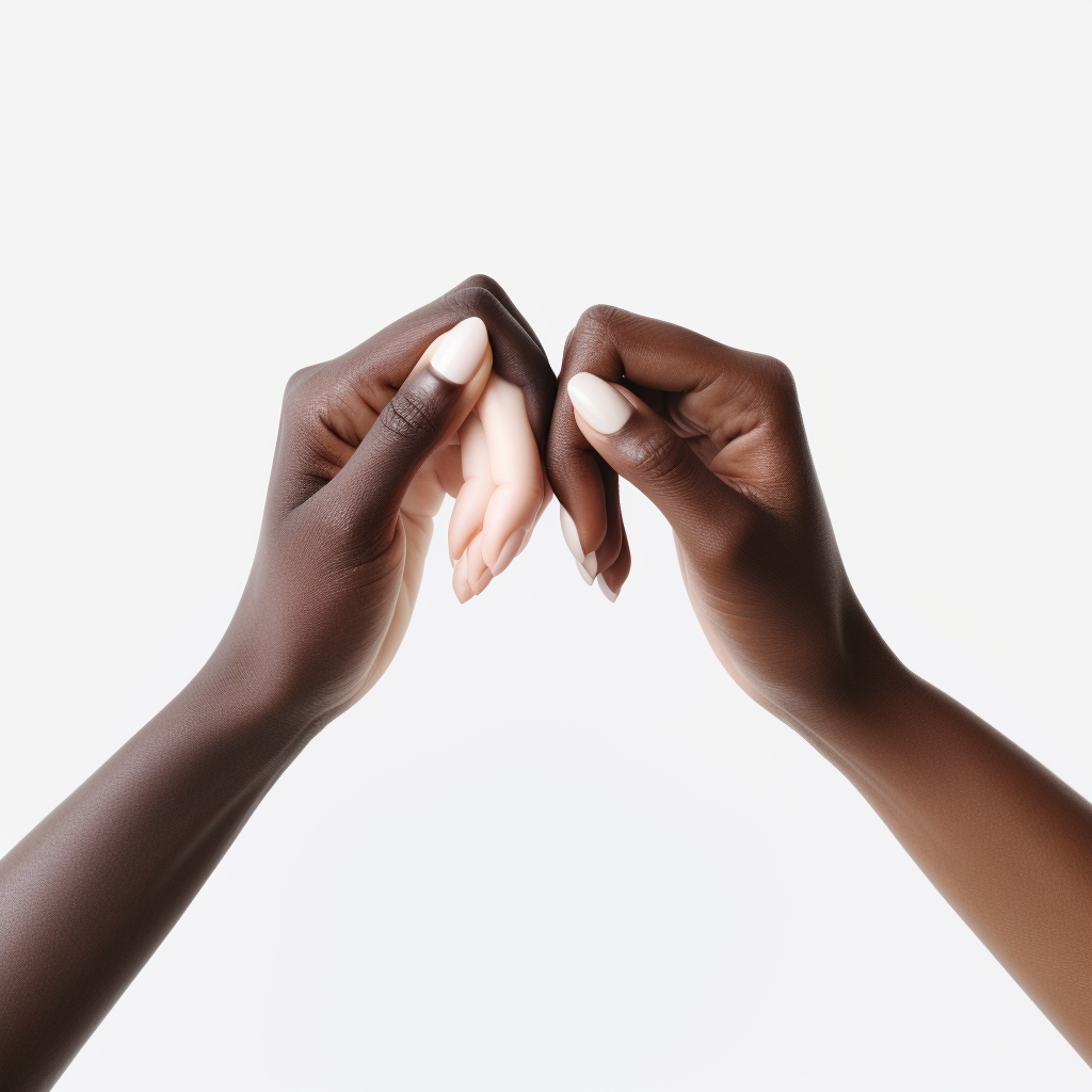 Hand Heart Formation on White and Black Background