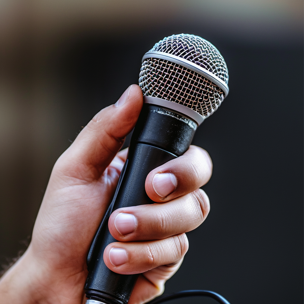 Hand Holding Drooping Microphone