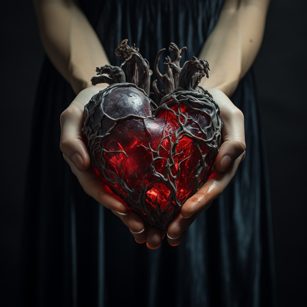 Hand Holding Human Heart - Horror Aesthetic