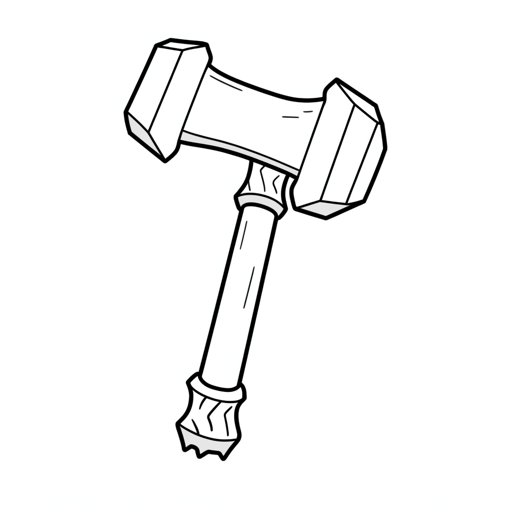 Minimalistic hand with a masonry hammer