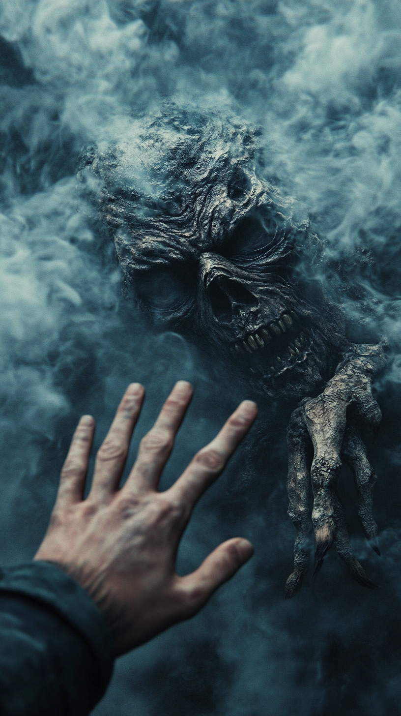 hand reaching dirty smoke monster