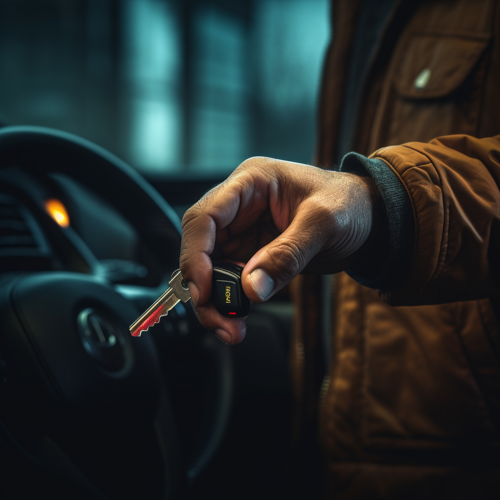 Man trying to grab car key