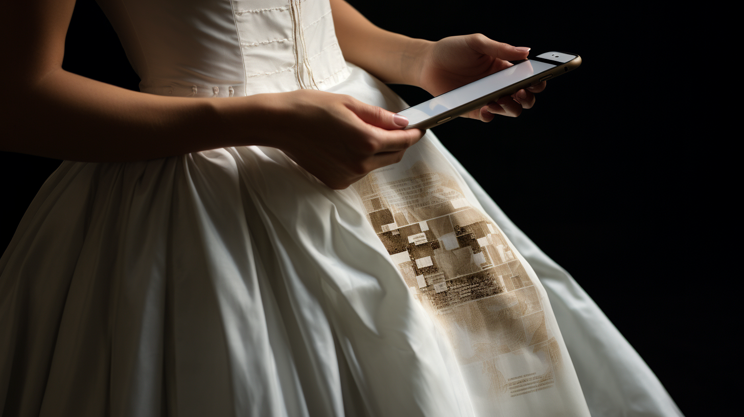 Hand scanning linnen dress with iPhone