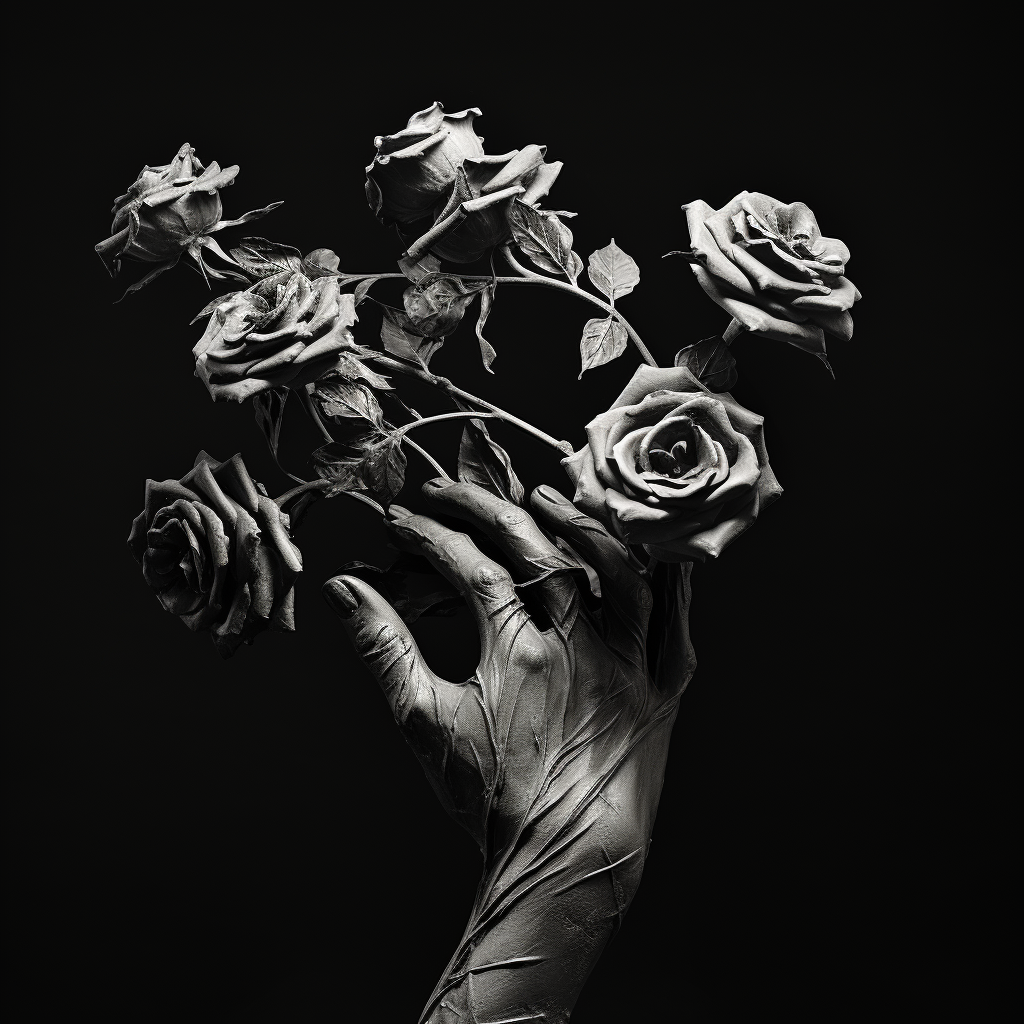 Sculpture of hand with flowers