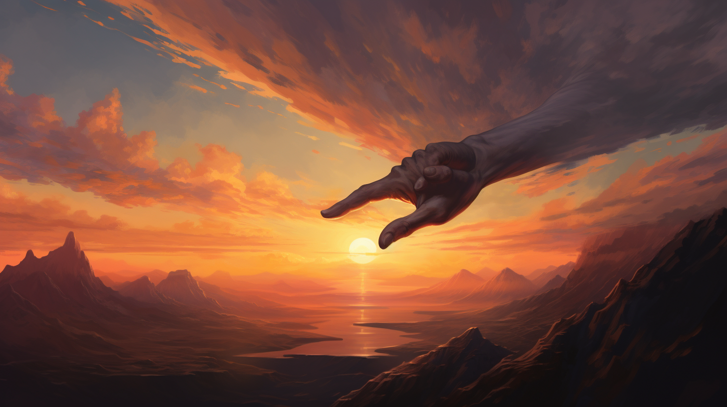 Man's hand stretching before sunrise