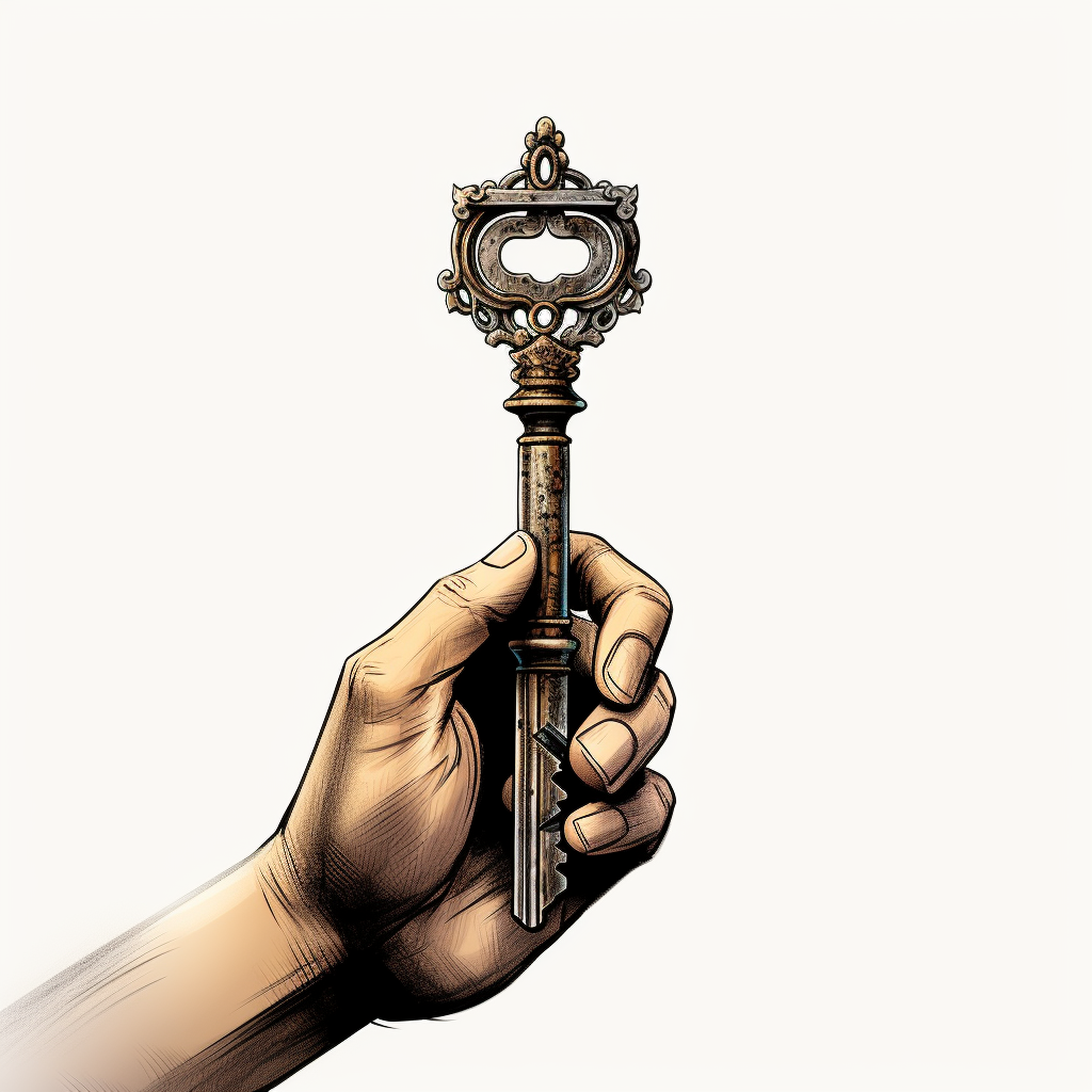 Hand holding a key clipart