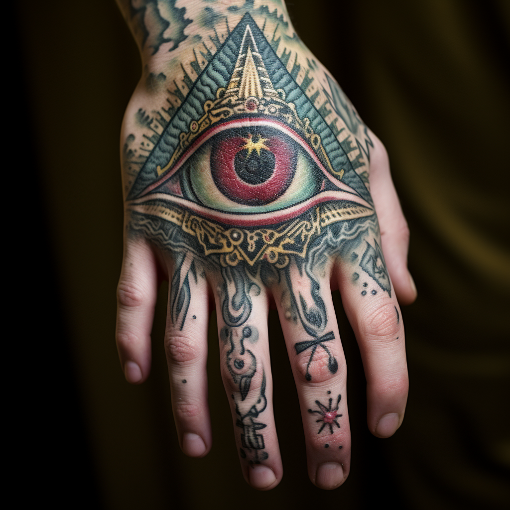 Hand with one eye, illuminati symbolism