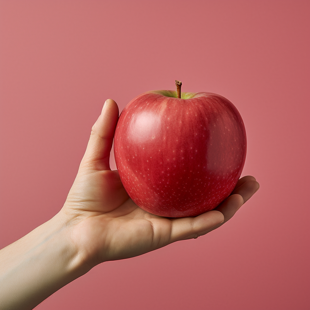 Hand grabbing an apple