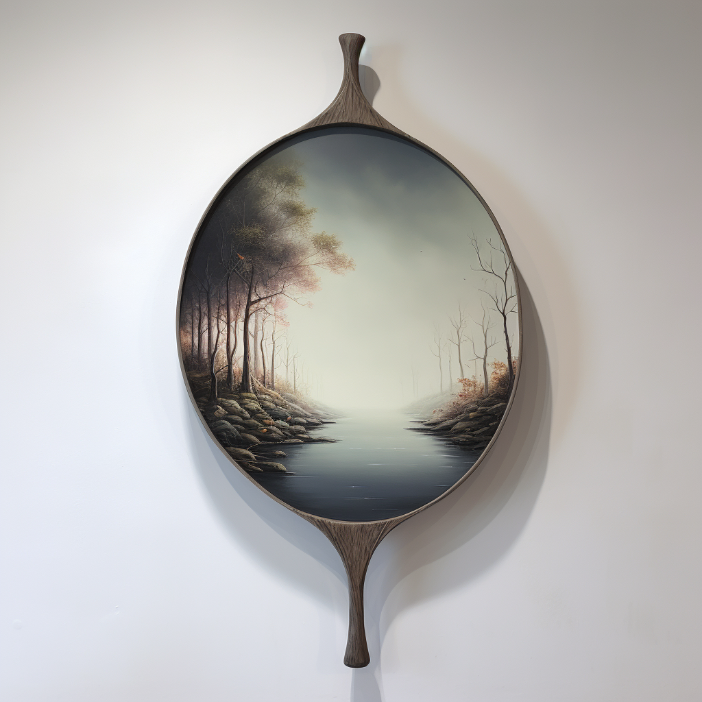 Realistic painting of mirror with handle