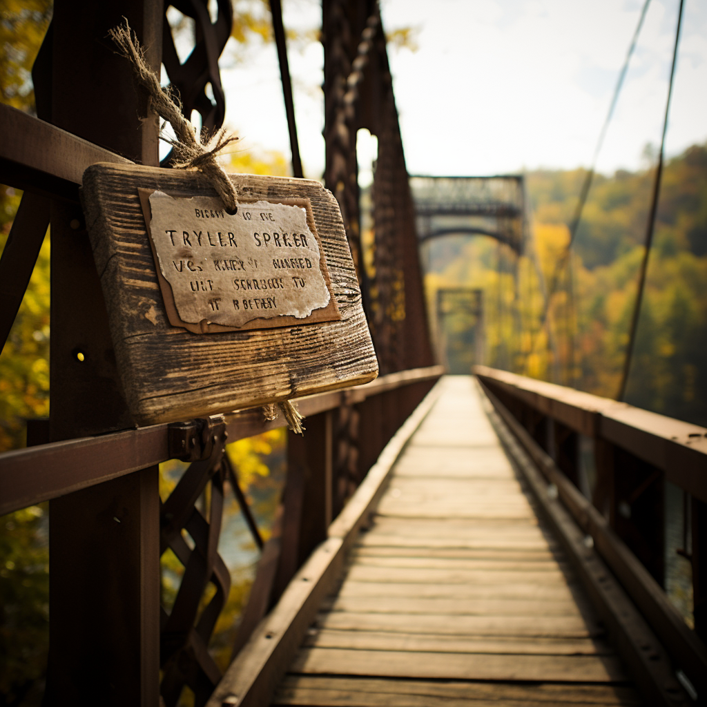 Quaint handmade bridge sign