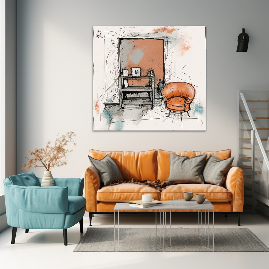 Handmade illustration of furniture and home decoration