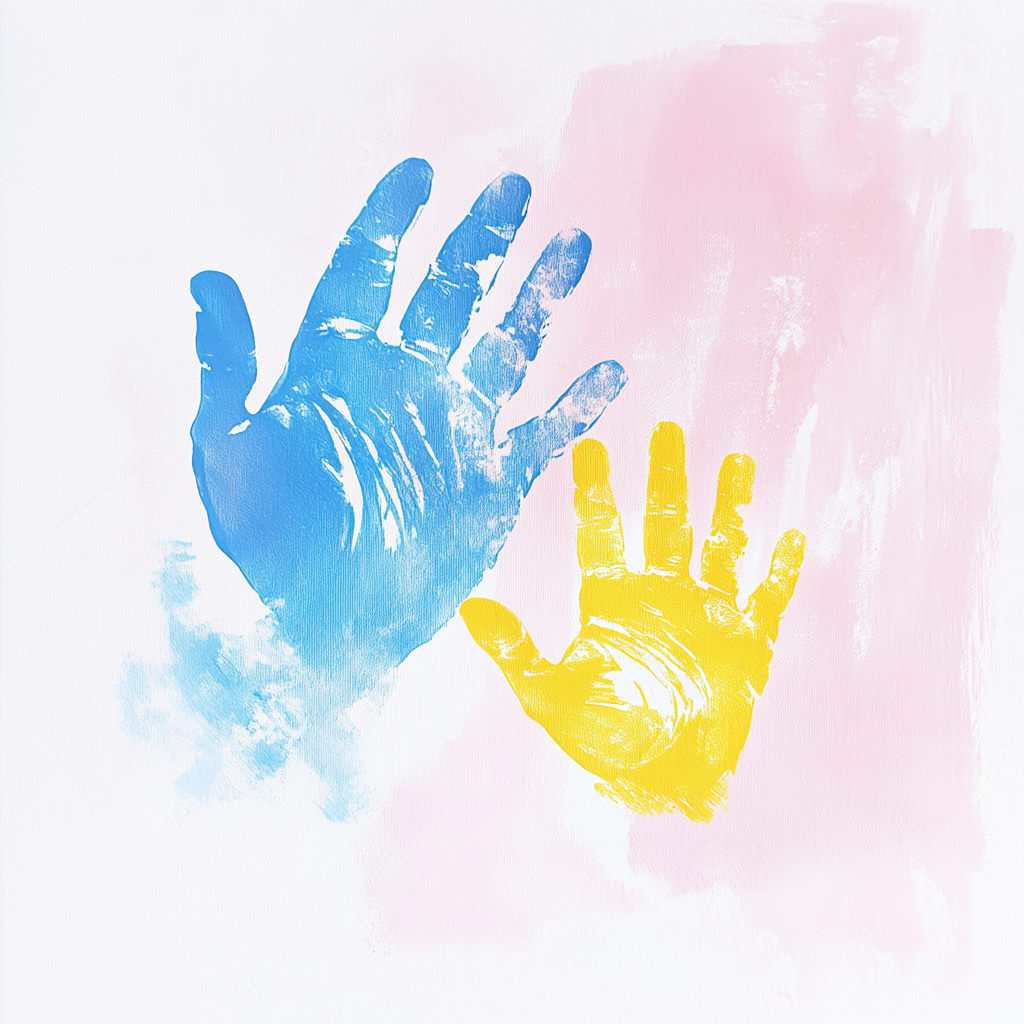 Adult and Child Handprints Symbolizing Connection