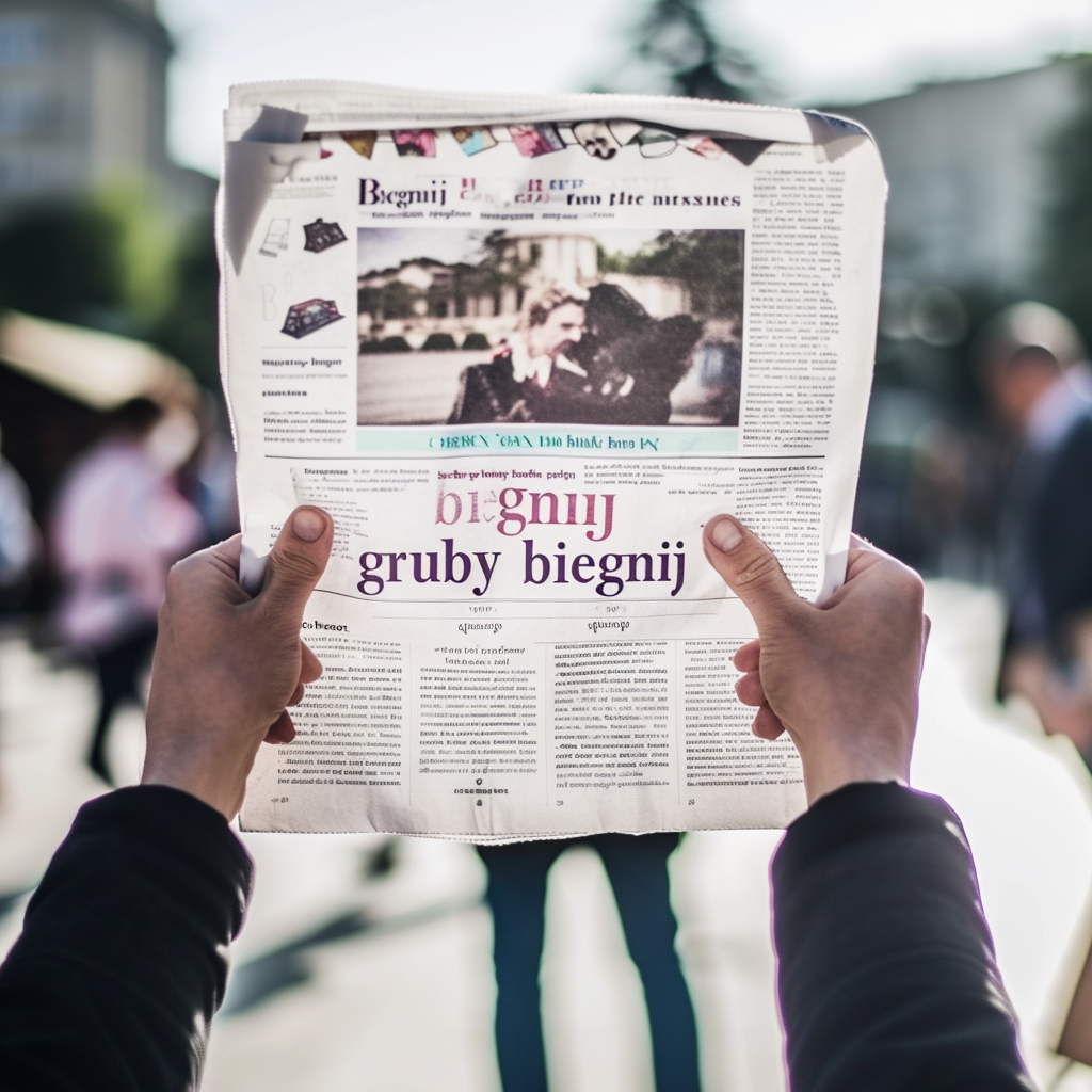 Hands with Newspaper  Biegnij Gruby Biegnij