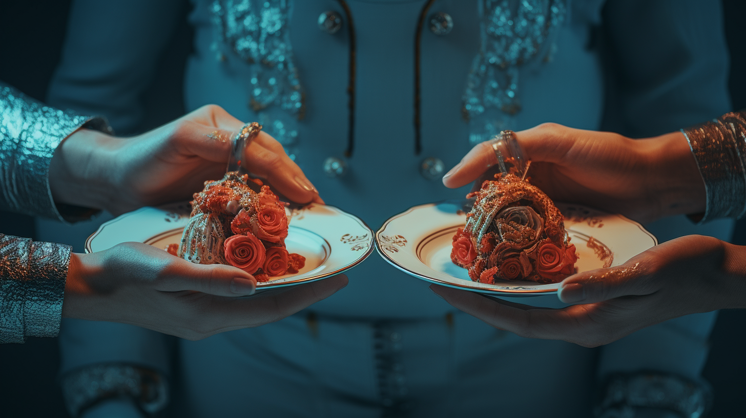 Couple's hands holding a plate