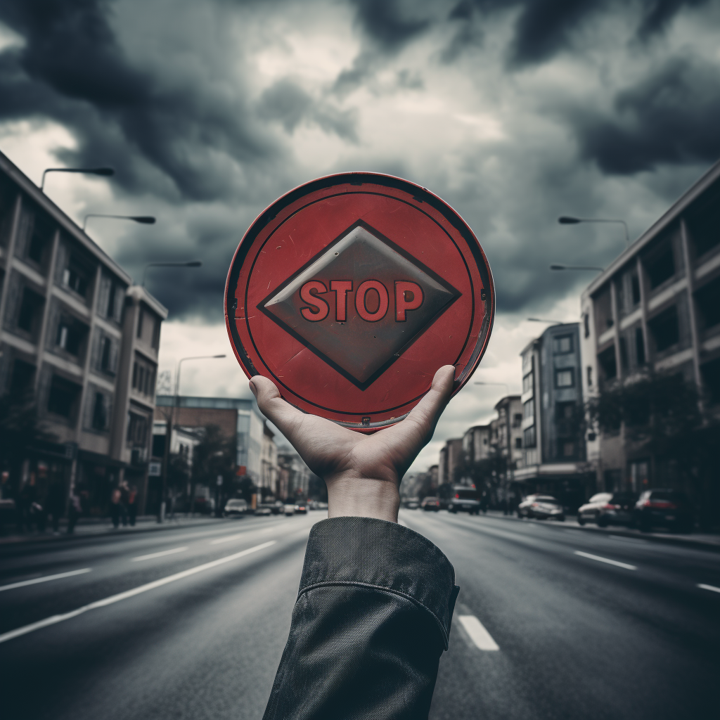 Hands Holding Stop Sign