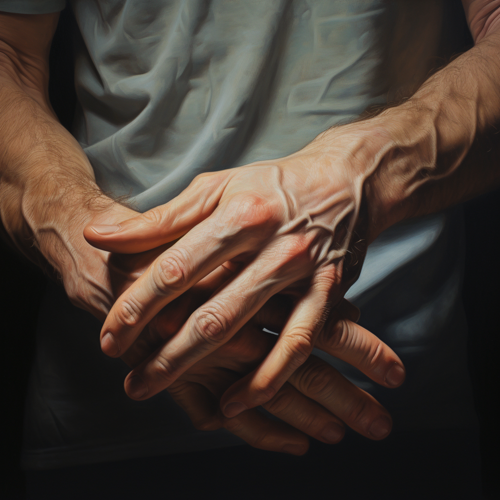 Hands painting a classic scene